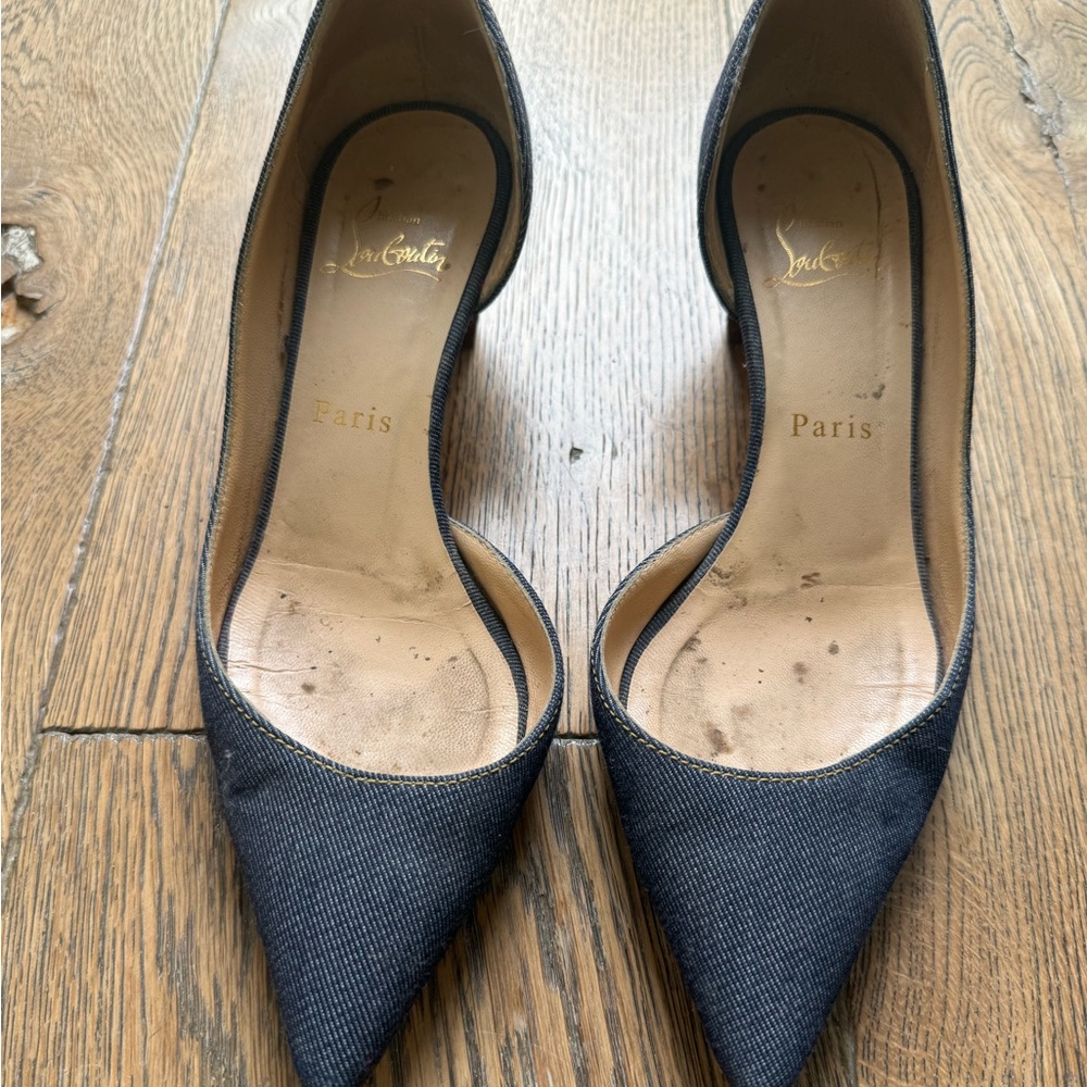 Christian Louboutin Denim Pointed Low Heels
